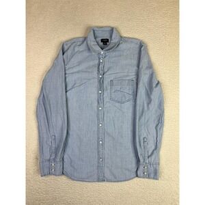 J.CREW Button Up Shirt Womens Small Blue Chambray Long Sleeve Basic Top